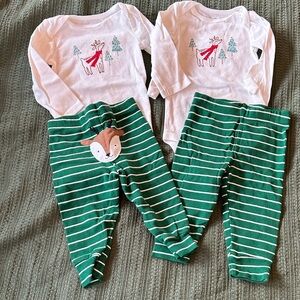 Pair of Carter's Reindeer Outfits, 9m